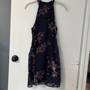 Sun & Shadow Navy Blue Floral Halter Sundress. Size XS.